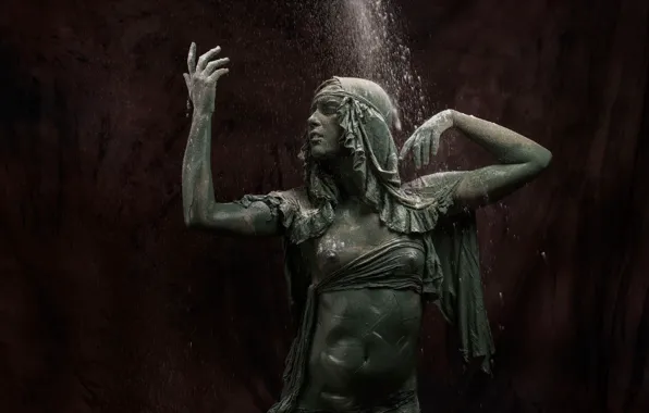 Picture sand, erotic, chest, girl, pose, the dark background, background, paint