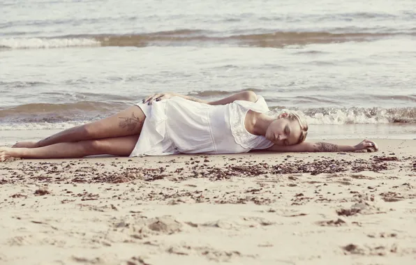 Sea, girl, the situation, tattoo