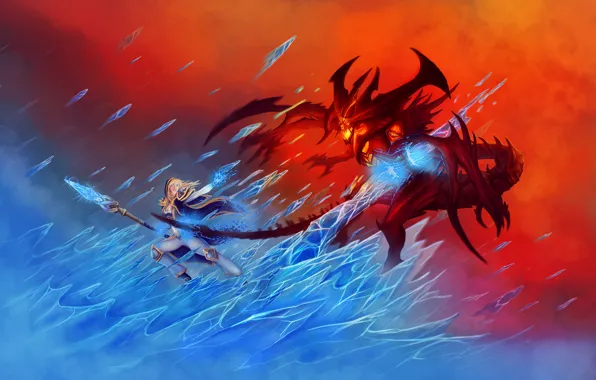 Picture ice, fire, the demon, MAG, World of Warcraft, fantasy, Warcraft, blizzard