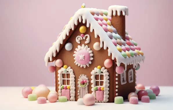 Roof, snow, patterns, Windows, icicles, cookies, Christmas, candy