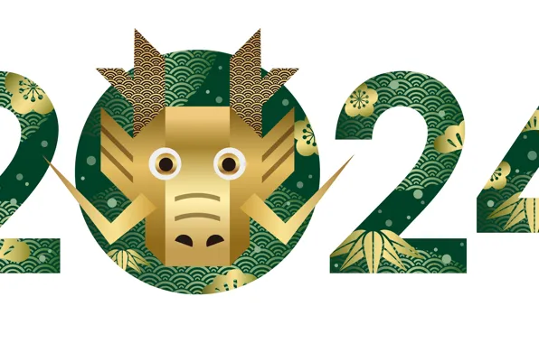 Figures, New year, date, composition, 2024, New Year 2024