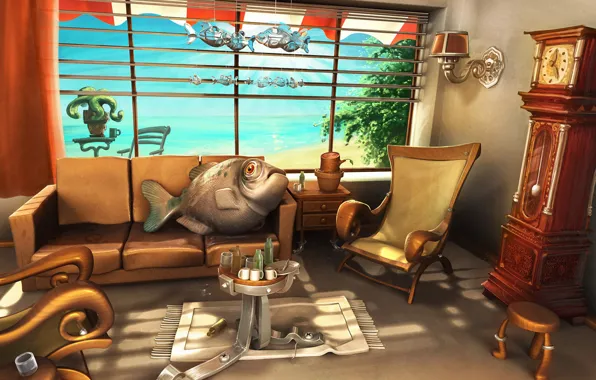 Sofa, stay, fish, chair