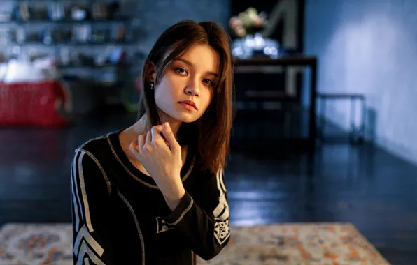 Girl, room, brunette, Serge Zhodik, Zhodik Serge