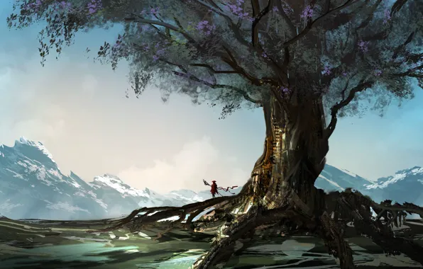 Tree, Figure, Style, Landscape, Art, Landscapes, Digital Art, TacoSauceNinja