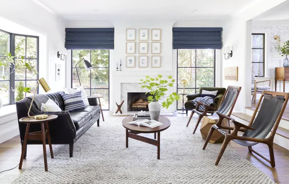 Interior, fireplace, Portland, living room, mid century modern