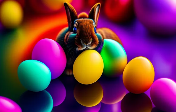 Purple, red, reflection, background, holiday, eggs, rainbow, spring