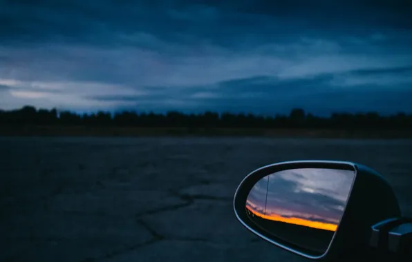 Picture the sky, clouds, reflection, landscape, sunset, nature, mirror, horizon