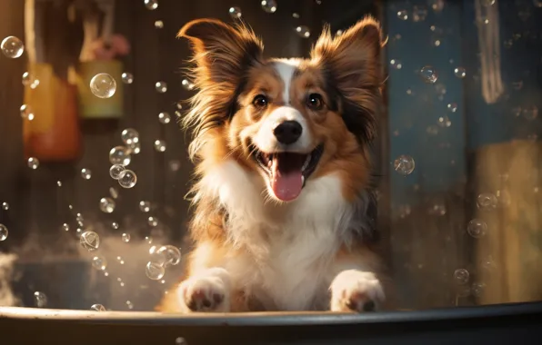 Language, look, foam, water, light, pose, bubbles, portrait