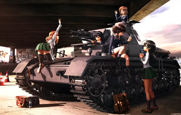 Picture girls, stockings, tank, form, girls and panzer, nishizumi miho, short skirt, Pz.IV