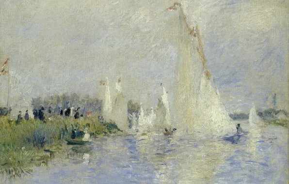 Sea, the sky, picture, yachts, France, regatta, Pierre-Auguste Renoir, Pierre Auguste Renoir