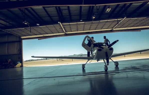 People, hangar, the plane, the airfield, Lufthansa European Flight School