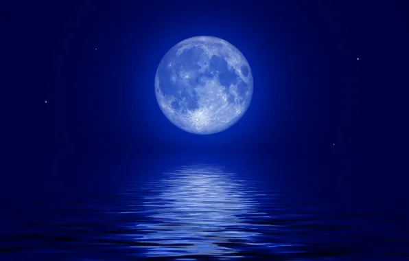 Sea, the sky, stars, night, the moon