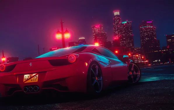 Auto, Night, The city, Machine, Car, NFS, Need for Speed, Ferrari 458 Italia