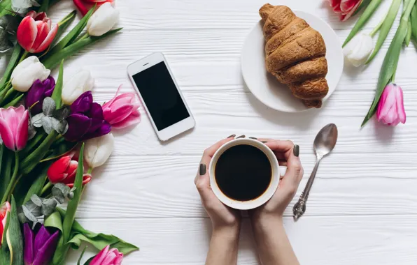 Flowers, bouquet, colorful, tulips, wood, pink, flowers, cup