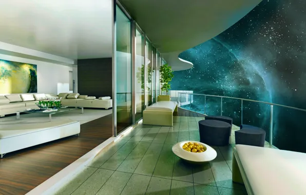 House, the universe, view, Space, space, terrace