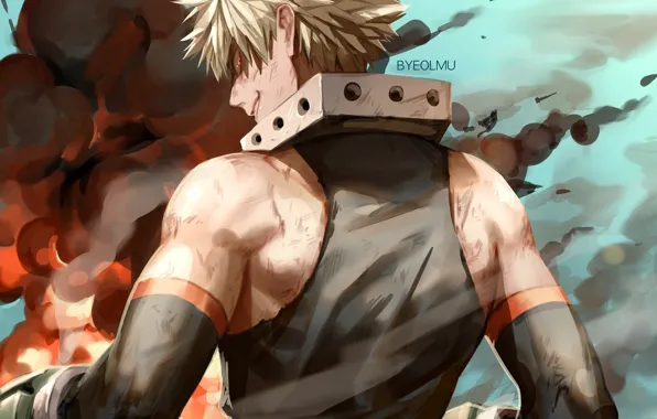 Picture look, back, guy, Boku no Hero Academy, My hero Academy, My Hero Academia, Bakuga Katsuki