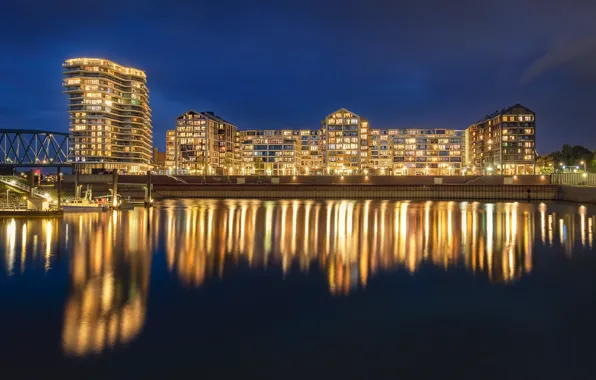 Lights, the evening, Netherlands, Holland, Nijmegen