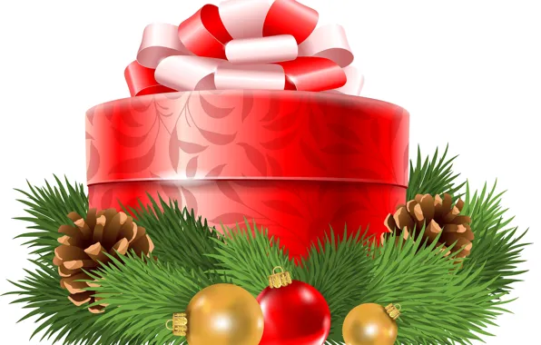 Picture gift, balls, graphics, tree, new year, New Year