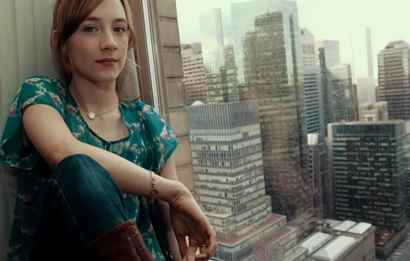 The city, actress, window, blonde, Saoirse Ronan, Saoirse Ronan
