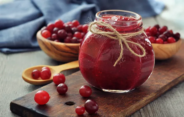 Berries, Bank, jam, jam, jar, bowls, cranberry