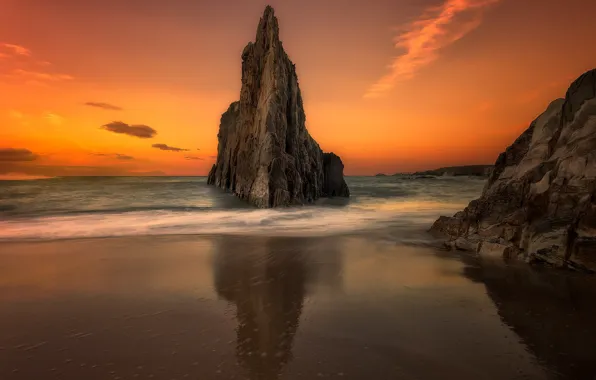 Sunset, rock, the evening