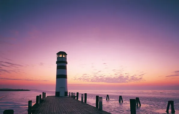 Sea, the sky, landscape, nature, coast, lighthouse, the evening, pierce