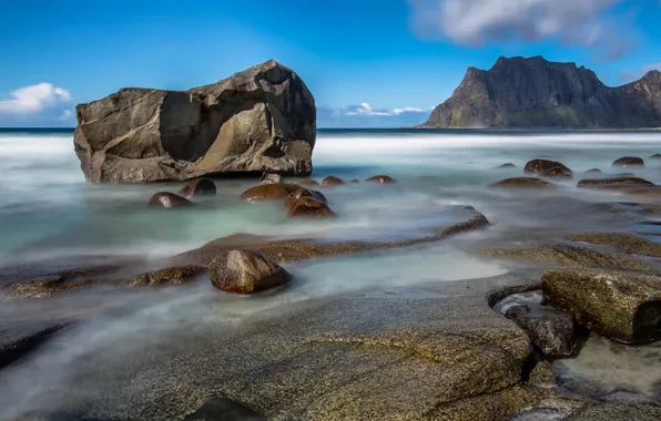 Stones, Norway, Lofoten, Norwegian fishing village, Uttakleiv Beach