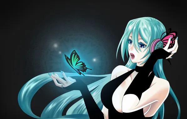 Girl, butterfly, long hair