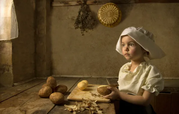 Picture styling, girl, cook, Renaissance, imitation, the art style