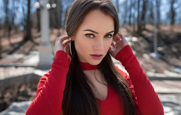 Look, pose, portrait, makeup, hairstyle, braids, brown hair, beauty