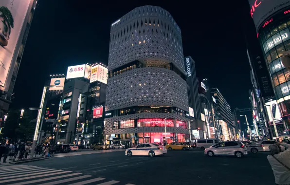 Lights, Night, The city, Japan, The building, Landscape