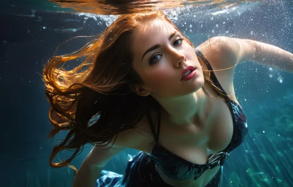 Chest, look, water, girl, light, face, pose, portrait