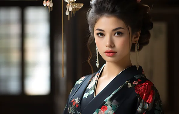 Look, girl, pose, portrait, makeup, Asian, AI art, neural network