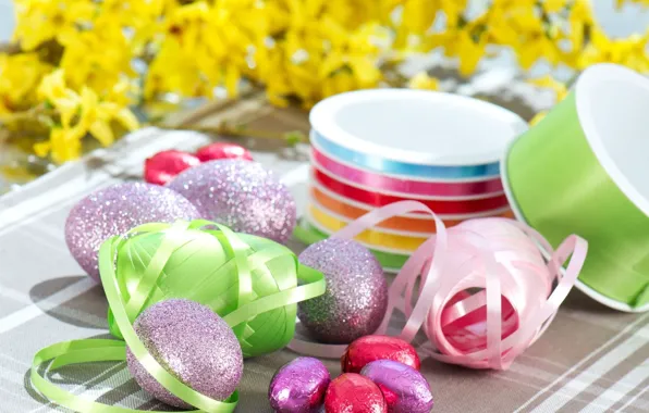 Tape, table, holiday, eggs, Easter, tablecloth, Easter