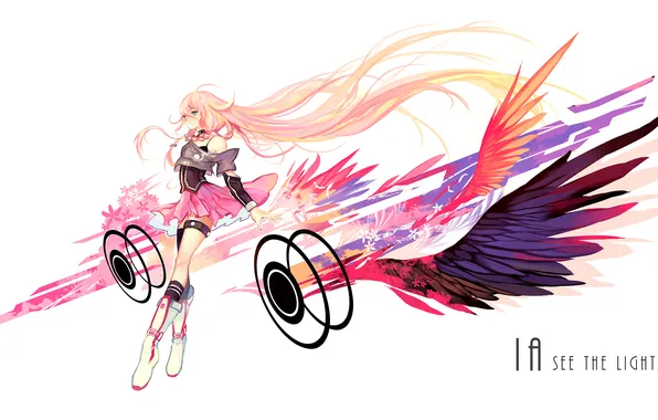 Girl, wings, anime, art, vocaloid, hanyijie