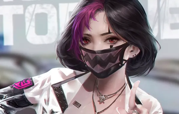 Picture girl, mask, pendant