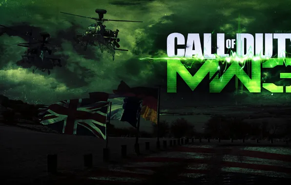 Picture the sky, helicopters, banners, shooter, modern warfare 3
