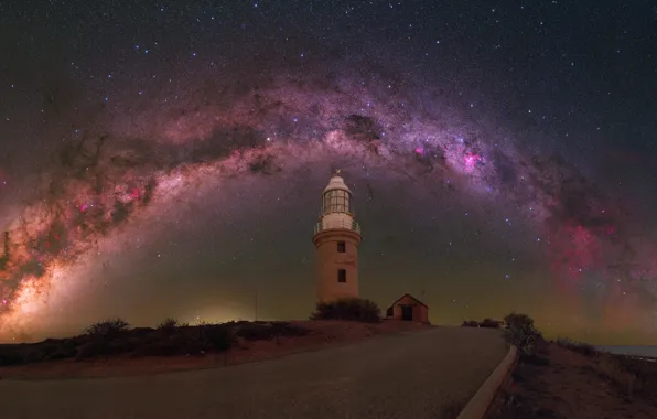 Road, the sky, stars, landscape, night, nature, shore, view