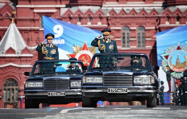 Holiday, parade, Russia, May 9, ZIL, Victory Parade, Red Square, The Minister of defence