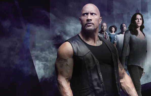 Picture background, smoke, action, poster, Michelle Rodriguez, Dwayne Johnson, Dwayne Johnson, Michelle Rodriguez