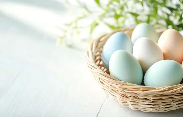 Greens, leaves, light, table, holiday, Board, eggs, spring