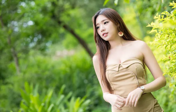 Girl, Park, Asian, cutie, bokeh