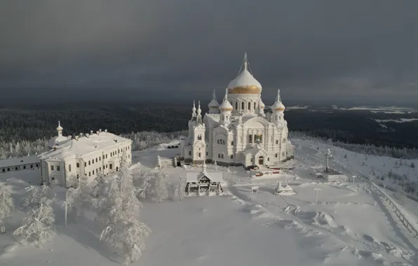 Picture snow, Perm Krai, winter, temple, Alexander Lukin, White mountain, Belogorsky Nicholas monastery, landscape