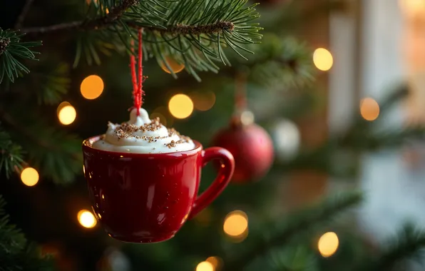 Decoration, toy, tree, Christmas, Cup, New year, Christmas, tree