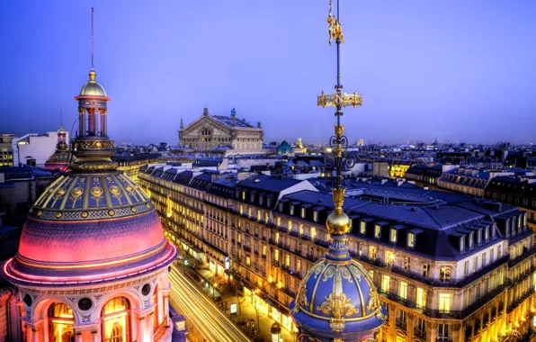 Picture light, the city, France, Paris, building, home, the evening, roof
