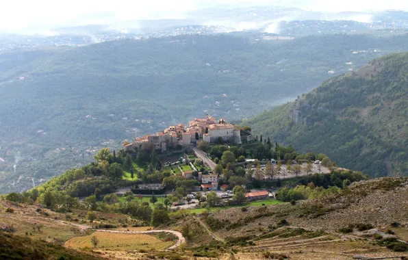 Picture mountains, France, home, village, Gourdon