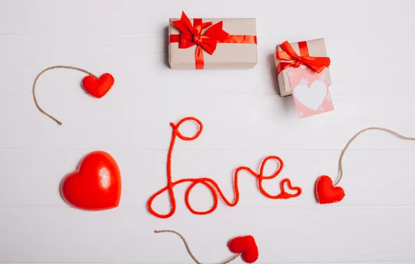 Love, gift, heart, hearts, red, love, heart, wood