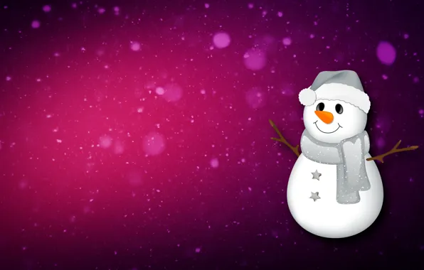 Minimalism, Snow, Christmas, Snowflakes, Background, New year, Holiday, Snowman