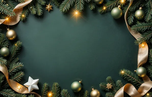 Decoration, background, balls, Christmas, New year, golden, new year, Christmas