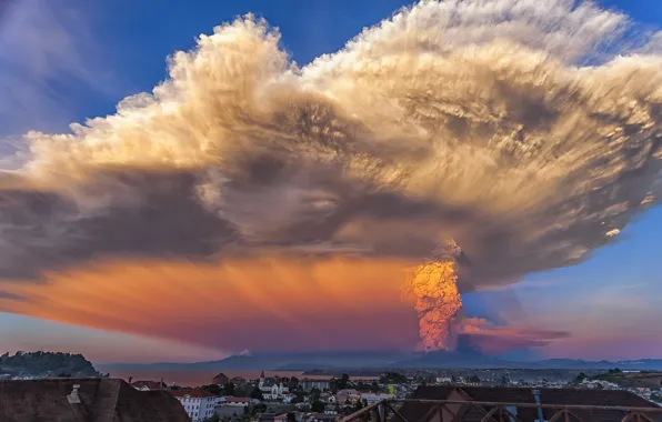 Picture the sky, ash, the eruption, Volcano Calbuco